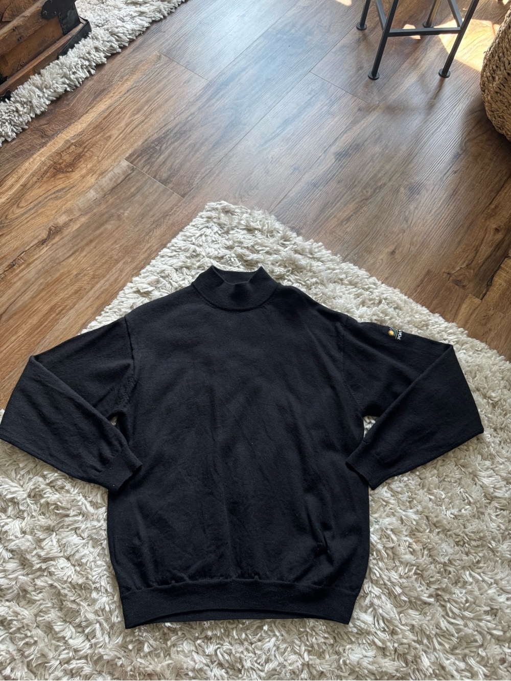 Cutter & Buck Black Mock Neck Sweater Merino Wool